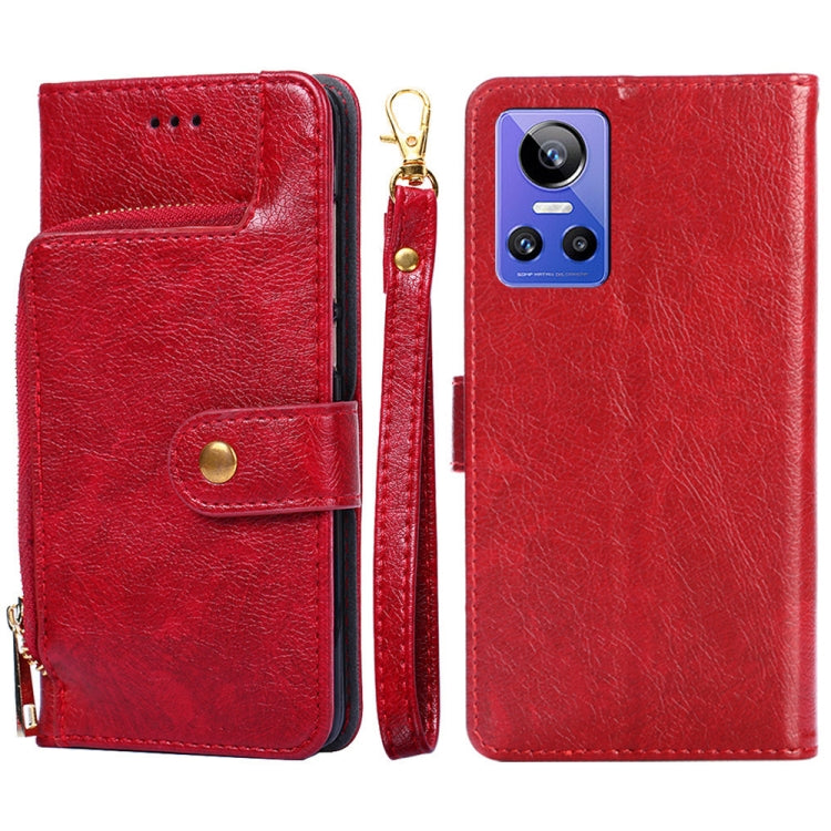 Zipper Bag Leather Phone Case, For OPPO Realme 9 Pro+/Realme 9 Pro Plus, For OPPO Realme 9 Pro+, For OPPO Realme?9i/A36?4G/A96?4G/K10?4G/A76?4G, For OPPO Realme C35, For OPPO Realme GT Neo 3, For OPPO Realme GT2 Pro, For OPPO Realme Narzo 50i For OPPO Realme GT Neo 3 Red