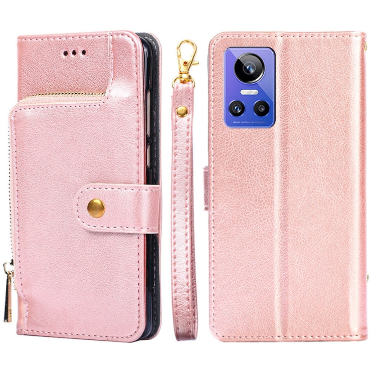 Zipper Bag Leather Phone Case, For OPPO Realme 9 Pro+/Realme 9 Pro Plus, For OPPO Realme 9 Pro+, For OPPO Realme?9i/A36?4G/A96?4G/K10?4G/A76?4G, For OPPO Realme C35, For OPPO Realme GT Neo 3, For OPPO Realme GT2 Pro, For OPPO Realme Narzo 50i For OPPO Realme GT Neo 3 Rose Gold