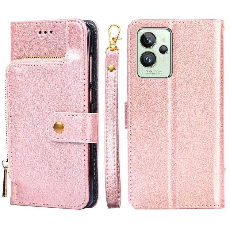 Zipper Bag Leather Phone Case, For OPPO Realme 9 Pro+/Realme 9 Pro Plus, For OPPO Realme 9 Pro+, For OPPO Realme?9i/A36?4G/A96?4G/K10?4G/A76?4G, For OPPO Realme C35, For OPPO Realme GT Neo 3, For OPPO Realme GT2 Pro, For OPPO Realme Narzo 50i For OPPO Realme GT2 Pro Rose Gold