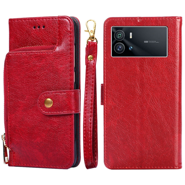 Zipper Bag Leather Phone Case – Card Slot, Leather, TPU, For vivo iQOO 9 5G, For vivo IQOO Neo6 5G, For vivo iQOO U5 5G, For vivo S12/V23, For vivo S12 Pro/V23 Pro, For vivo X80 Pro China For vivo iQOO 9 5G Red