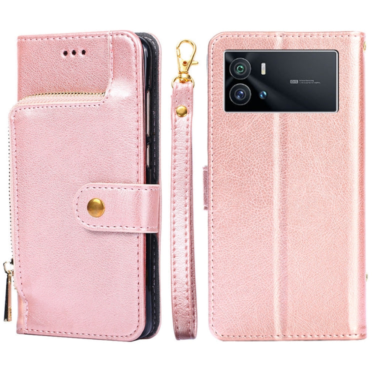 Zipper Bag Leather Phone Case – Card Slot, Leather, TPU, For vivo iQOO 9 5G, For vivo IQOO Neo6 5G, For vivo iQOO U5 5G, For vivo S12/V23, For vivo S12 Pro/V23 Pro, For vivo X80 Pro China For vivo iQOO 9 5G Rose Gold
