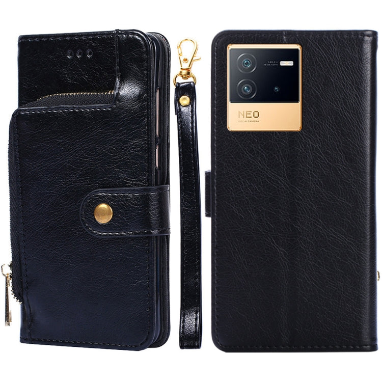 Zipper Bag Leather Phone Case – Card Slot, Leather, TPU, For vivo iQOO 9 5G, For vivo IQOO Neo6 5G, For vivo iQOO U5 5G, For vivo S12/V23, For vivo S12 Pro/V23 Pro, For vivo X80 Pro China For vivo IQOO Neo6 5G Black