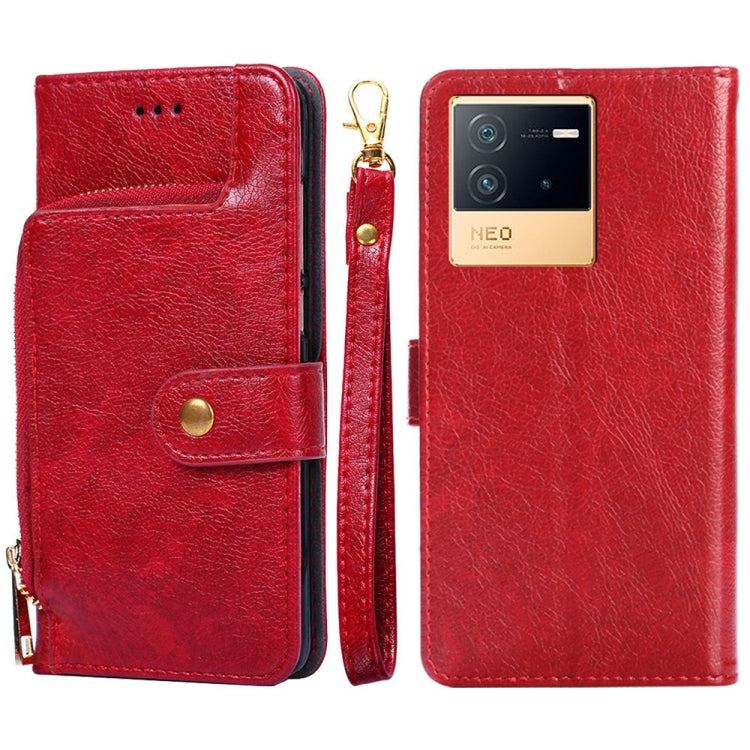 Zipper Bag Leather Phone Case – Card Slot, Leather, TPU, For vivo iQOO 9 5G, For vivo IQOO Neo6 5G, For vivo iQOO U5 5G, For vivo S12/V23, For vivo S12 Pro/V23 Pro, For vivo X80 Pro China For vivo IQOO Neo6 5G Red