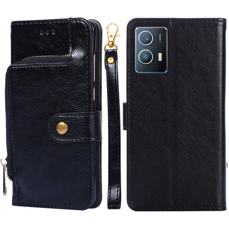Zipper Bag Leather Phone Case – Card Slot, Leather, TPU, For vivo iQOO 9 5G, For vivo IQOO Neo6 5G, For vivo iQOO U5 5G, For vivo S12/V23, For vivo S12 Pro/V23 Pro, For vivo X80 Pro China For vivo iQOO U5 5G Black