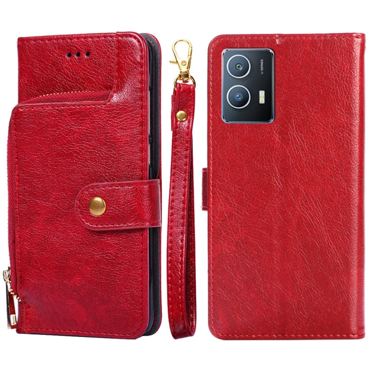 Zipper Bag Leather Phone Case – Card Slot, Leather, TPU, For vivo iQOO 9 5G, For vivo IQOO Neo6 5G, For vivo iQOO U5 5G, For vivo S12/V23, For vivo S12 Pro/V23 Pro, For vivo X80 Pro China For vivo iQOO U5 5G Red