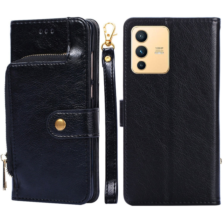 Zipper Bag Leather Phone Case – Card Slot, Leather, TPU, For vivo iQOO 9 5G, For vivo IQOO Neo6 5G, For vivo iQOO U5 5G, For vivo S12/V23, For vivo S12 Pro/V23 Pro, For vivo X80 Pro China For vivo S12 V23 Black