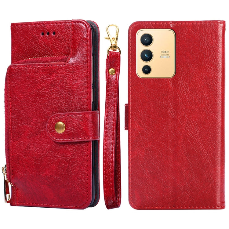 Zipper Bag Leather Phone Case – Card Slot, Leather, TPU, For vivo iQOO 9 5G, For vivo IQOO Neo6 5G, For vivo iQOO U5 5G, For vivo S12/V23, For vivo S12 Pro/V23 Pro, For vivo X80 Pro China For vivo S12 V23 Red