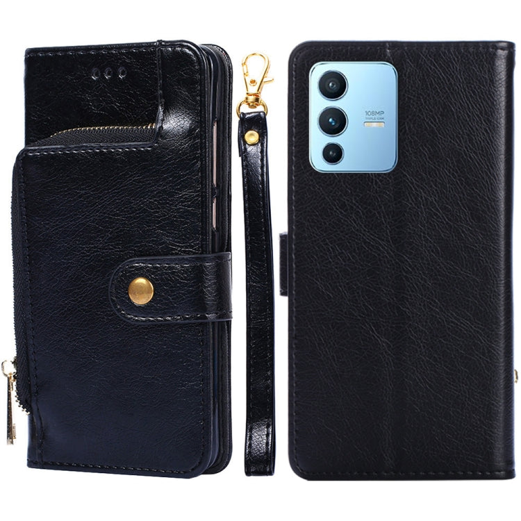 Zipper Bag Leather Phone Case – Card Slot, Leather, TPU, For vivo iQOO 9 5G, For vivo IQOO Neo6 5G, For vivo iQOO U5 5G, For vivo S12/V23, For vivo S12 Pro/V23 Pro, For vivo X80 Pro China For vivo S12 Pro V23 Pro Black