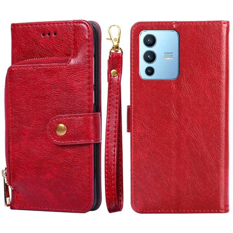 Zipper Bag Leather Phone Case – Card Slot, Leather, TPU, For vivo iQOO 9 5G, For vivo IQOO Neo6 5G, For vivo iQOO U5 5G, For vivo S12/V23, For vivo S12 Pro/V23 Pro, For vivo X80 Pro China For vivo S12 Pro V23 Pro Red