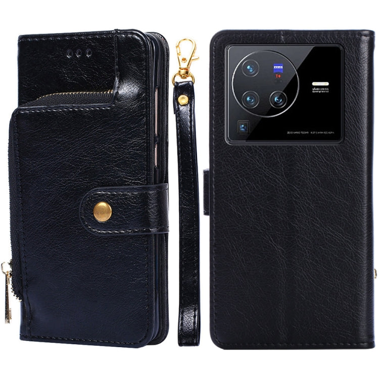 Zipper Bag Leather Phone Case – Card Slot, Leather, TPU, For vivo iQOO 9 5G, For vivo IQOO Neo6 5G, For vivo iQOO U5 5G, For vivo S12/V23, For vivo S12 Pro/V23 Pro, For vivo X80 Pro China For vivo X80 Pro China Black