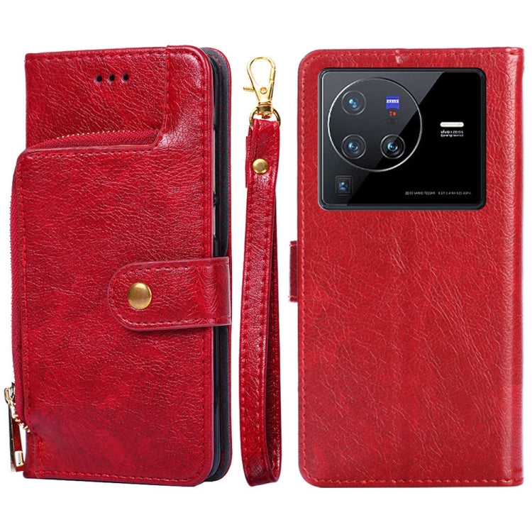 Zipper Bag Leather Phone Case – Card Slot, Leather, TPU, For vivo iQOO 9 5G, For vivo IQOO Neo6 5G, For vivo iQOO U5 5G, For vivo S12/V23, For vivo S12 Pro/V23 Pro, For vivo X80 Pro China For vivo X80 Pro China Red