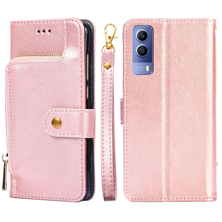 Zipper Bag Leather Phone Case – Card Slot, Leather, TPU, For vivo X80 China, For vivo Y53s 5G/iQOO Z5x/T1x, For vivo Y55s 5G, For vivo Y76s China/Y74s, For Google Pixel 7 5G, For Huawei nova 9 SE 4G For vivo Y53s 5G iQOO Z5x T1x Rose Gold