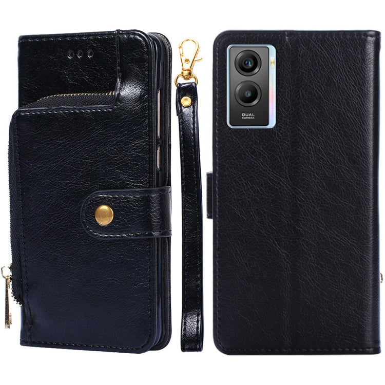 Zipper Bag Leather Phone Case – Card Slot, Leather, TPU, For vivo X80 China, For vivo Y53s 5G/iQOO Z5x/T1x, For vivo Y55s 5G, For vivo Y76s China/Y74s, For Google Pixel 7 5G, For Huawei nova 9 SE 4G For vivo Y55s 5G Black
