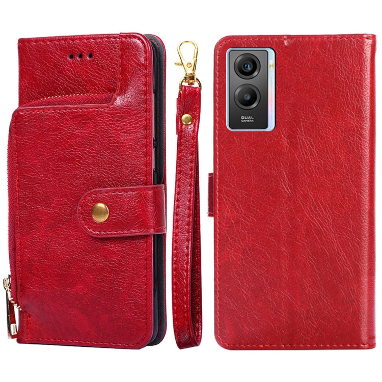Zipper Bag Leather Phone Case – Card Slot, Leather, TPU, For vivo X80 China, For vivo Y53s 5G/iQOO Z5x/T1x, For vivo Y55s 5G, For vivo Y76s China/Y74s, For Google Pixel 7 5G, For Huawei nova 9 SE 4G For vivo Y55s 5G Red