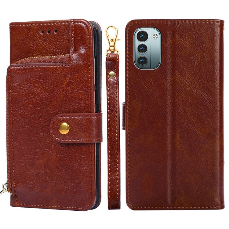 Zipper Bag Leather Phone Case – Card Slot, Leather, TPU, For Nokia G21/G11, For Honor 60 SE, For Honor Magic4, For Honor Magic4 Pro, For Honor X30, For Honor X30i For Nokia G21 G11 Brown