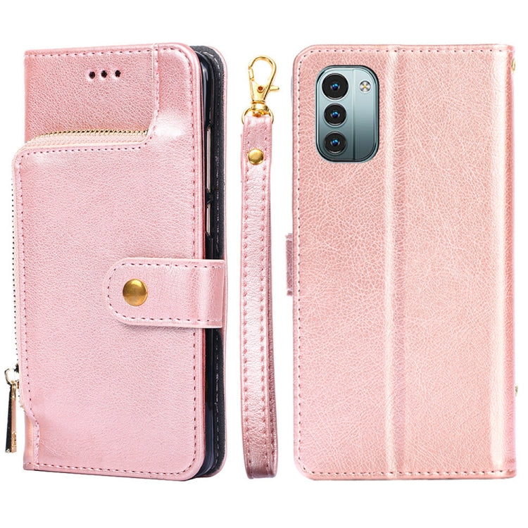 Zipper Bag Leather Phone Case – Card Slot, Leather, TPU, For Nokia G21/G11, For Honor 60 SE, For Honor Magic4, For Honor Magic4 Pro, For Honor X30, For Honor X30i For Nokia G21 G11 Rose Gold
