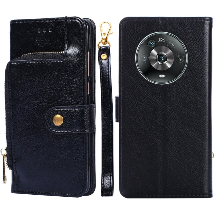 Zipper Bag Leather Phone Case – Card Slot, Leather, TPU, For Nokia G21/G11, For Honor 60 SE, For Honor Magic4, For Honor Magic4 Pro, For Honor X30, For Honor X30i For Honor Magic4 Black
