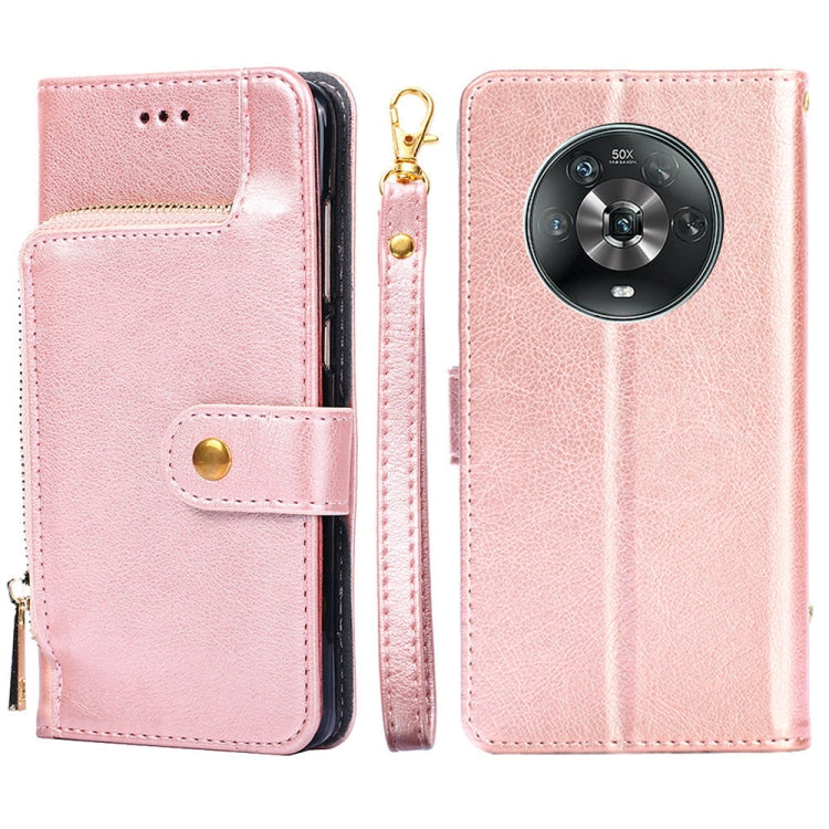 Zipper Bag Leather Phone Case – Card Slot, Leather, TPU, For Nokia G21/G11, For Honor 60 SE, For Honor Magic4, For Honor Magic4 Pro, For Honor X30, For Honor X30i For Honor Magic4 Rose Gold