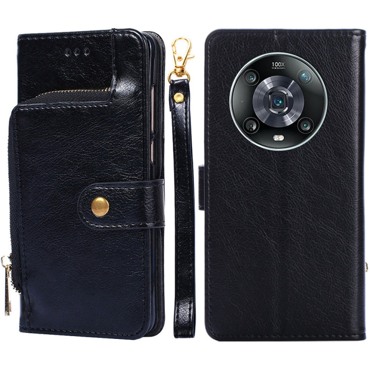 Zipper Bag Leather Phone Case – Card Slot, Leather, TPU, For Nokia G21/G11, For Honor 60 SE, For Honor Magic4, For Honor Magic4 Pro, For Honor X30, For Honor X30i For Honor Magic4 Pro Black