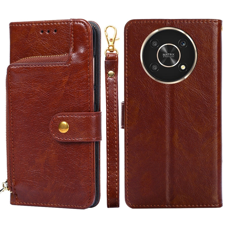 Zipper Bag Leather Phone Case – Card Slot, Leather, TPU, For Nokia G21/G11, For Honor 60 SE, For Honor Magic4, For Honor Magic4 Pro, For Honor X30, For Honor X30i For Honor X30 Brown