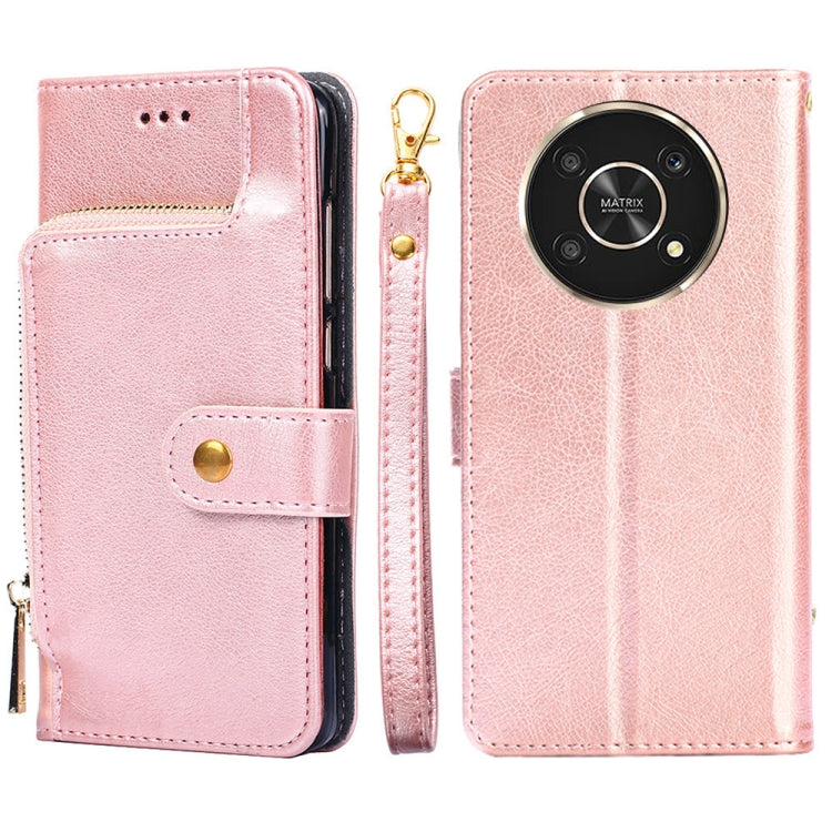 Zipper Bag Leather Phone Case – Card Slot, Leather, TPU, For Nokia G21/G11, For Honor 60 SE, For Honor Magic4, For Honor Magic4 Pro, For Honor X30, For Honor X30i For Honor X30 Rose Gold