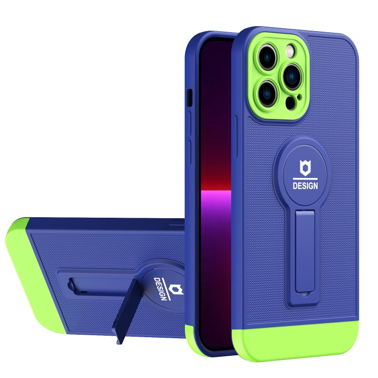 Small Tail Holder TPU+PC Phone Case, For iPhone 13 Pro Max For iPhone 13 Pro Max Blue+Green