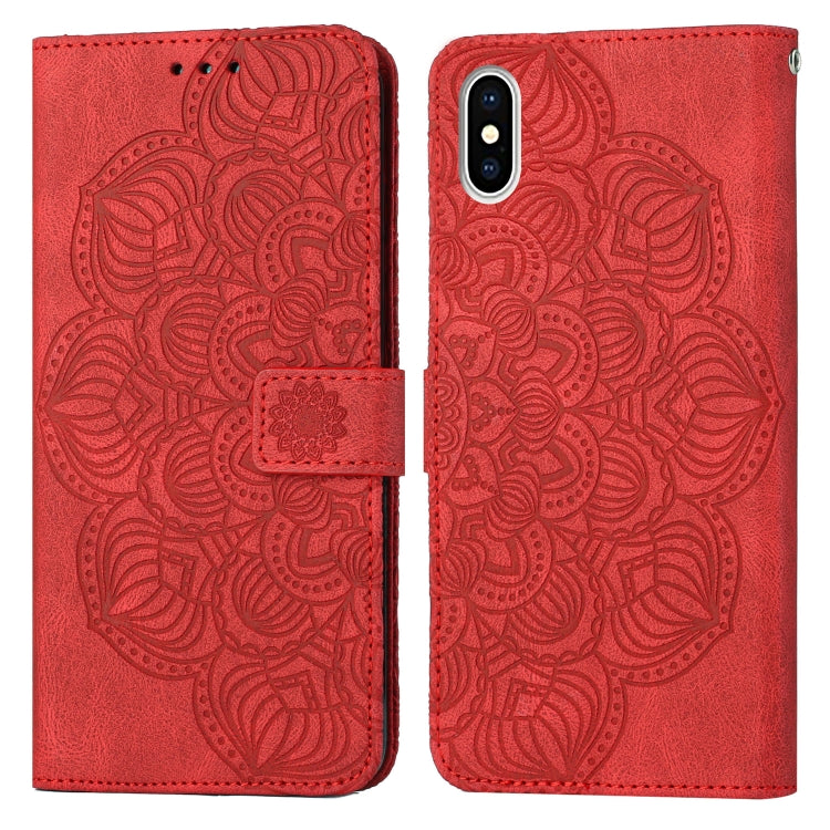 Mandala Embossed Flip Leather Phone Case, For iPhone XS Max, For iPhone SE 2022 / 2020 / 8 / 7, For iPhone 7 Plus / 8 Plus For iPhone XS Max Red