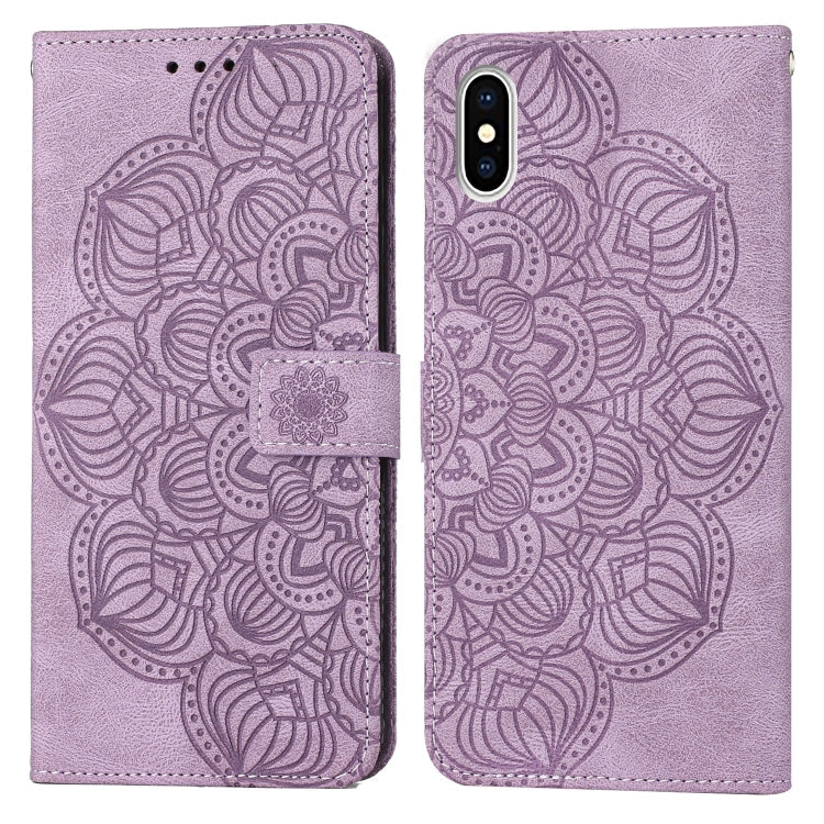 Mandala Embossed Flip Leather Phone Case – Wear-resistant, Card Slot, Flip, For iPhone XS Max, For iPhone SE 2022 / 2020 / 8 / 7, For iPhone 7 Plus / 8 Plus For iPhone XS Max Purple
