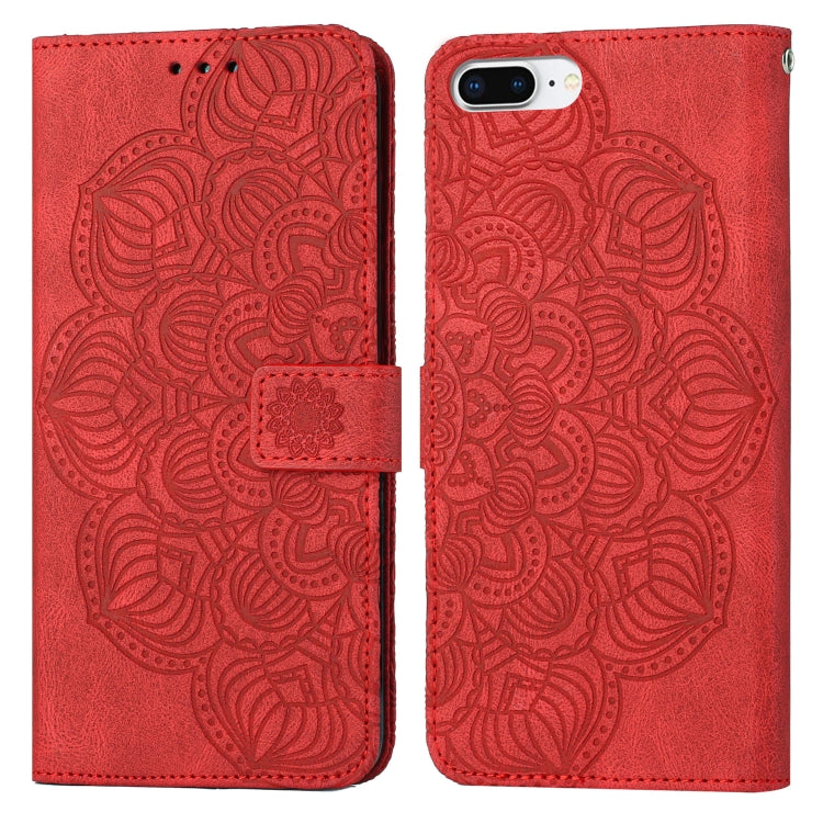 Mandala Embossed Flip Leather Phone Case – Wear-resistant, Card Slot, Flip, For iPhone XS Max, For iPhone SE 2022 / 2020 / 8 / 7, For iPhone 7 Plus / 8 Plus For iPhone 7 Plus 8 Plus Red