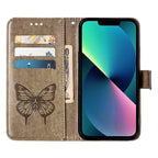 Embossed Butterfly Leather Phone Case, For iPhone 14, For iPhone 14 Plus, For iPhone 14 Pro