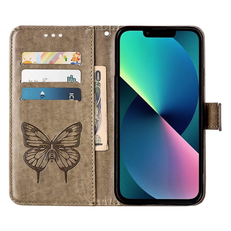 Embossed Butterfly Leather Phone Case, For iPhone 14, For iPhone 14 Plus, For iPhone 14 Pro