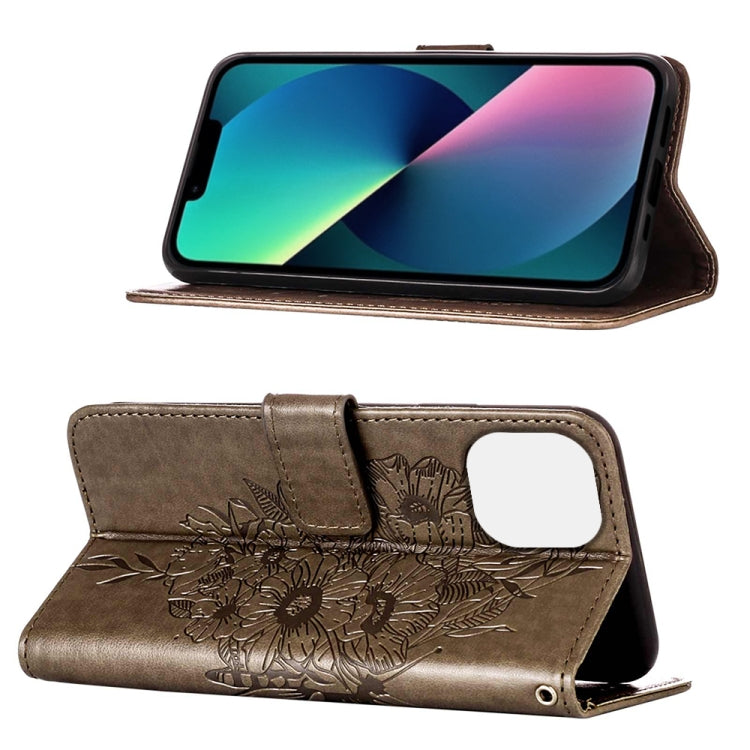 Embossed Butterfly Leather Phone Case, For iPhone 14, For iPhone 14 Plus, For iPhone 14 Pro