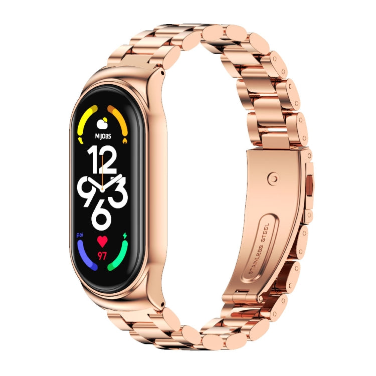 MIJOBS CS Three-Bead Metal Stainless Steel Watch Band, CS CS Rose Gold