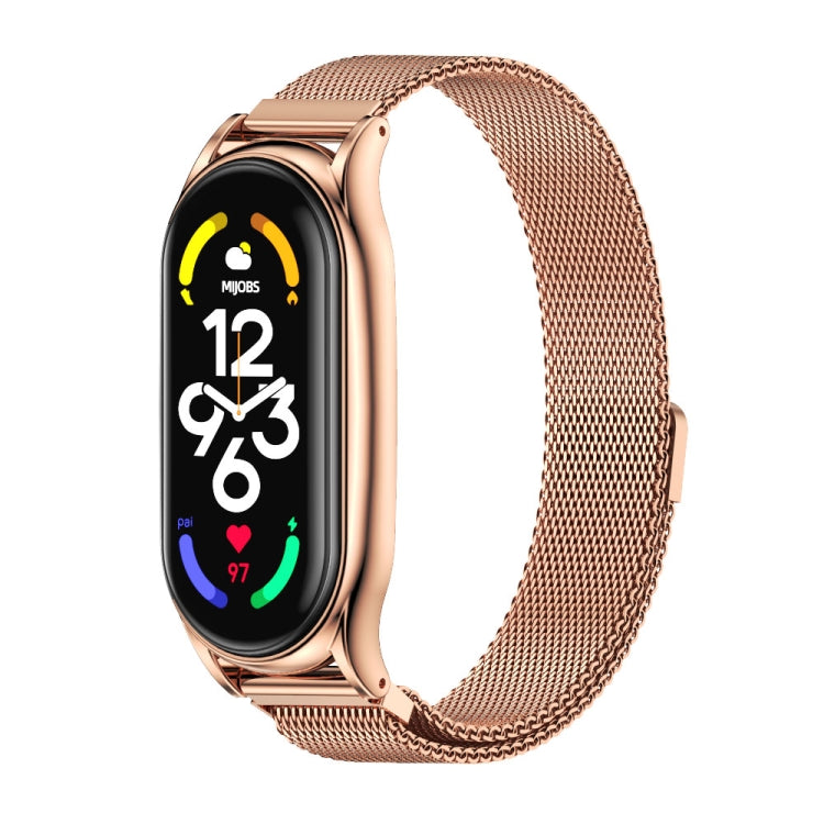 MIJOBS Milan Magnetic Plus Stainless Steel Watch Band, For Xiaomi Mi Band 7 / 7 NFC For Xiaomi Mi Band 7 7 NFC Rose Gold