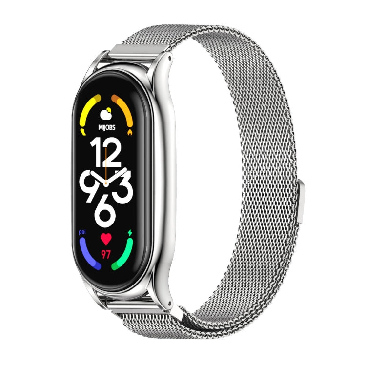 MIJOBS Milan Magnetic Plus Stainless Steel Watch Band, For Xiaomi Mi Band 7 / 7 NFC For Xiaomi Mi Band 7 7 NFC Silver