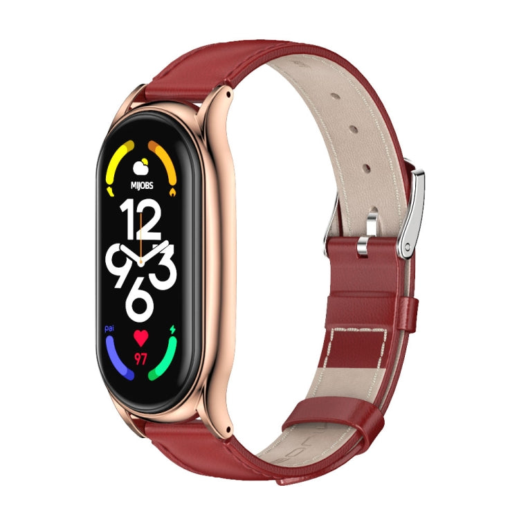 MIJOBS Plus Genuine Leather Watch Band, For Xiaomi Mi Band 7 / 7 NFC For Xiaomi Mi Band 7 7 NFC Red Rose Gold