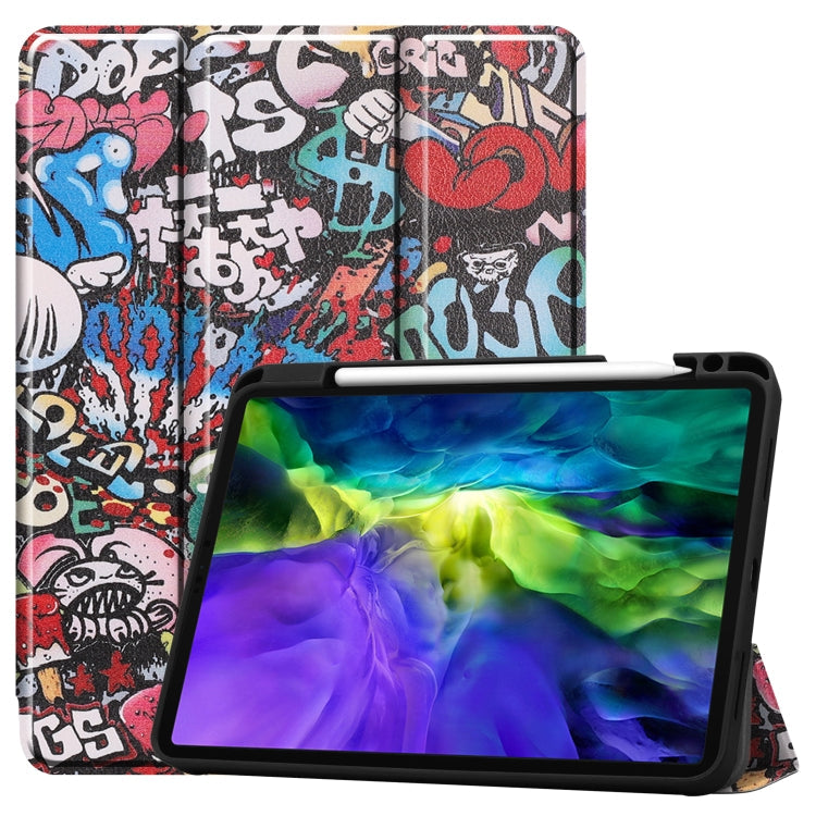 Painted TPU Smart Tablet Holster With Sleep Function & Tri-Fold Bracket & Pen Slot, For iPad Pro 11 inch 2020 For iPad Pro 11 inch 2020 For iPad Pro 11 inch 2020