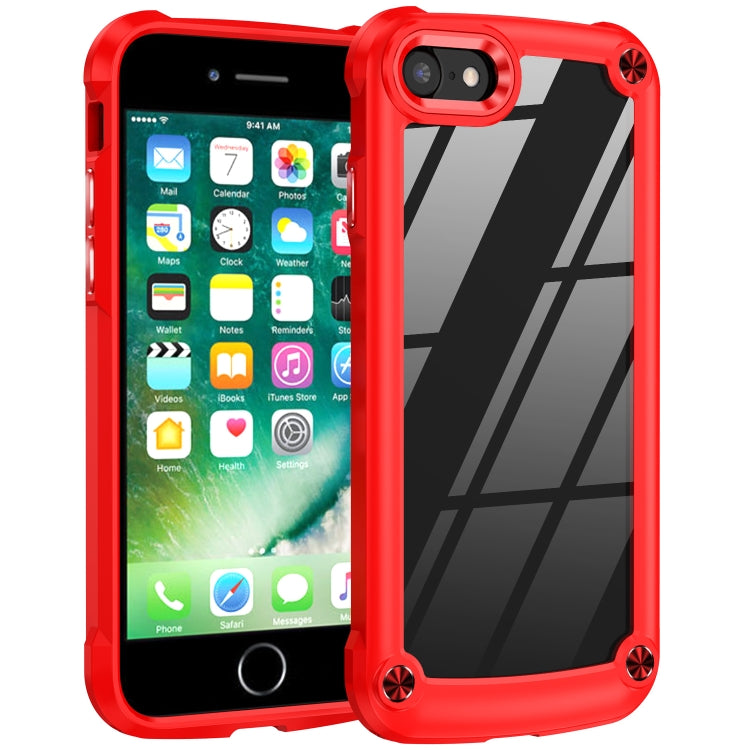 TPU Phone Case – + PC Lens Protection Phone Case, For iPhone SE 2022 / SE 2020 / 8 / 7 For iPhone SE 2022 SE 2020 8 7 Red
