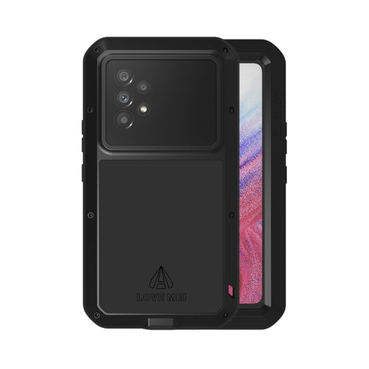 LOVE MEI Metal Shockproof Waterproof Dustproof Protective Phone Case with Glass, For Samsung Galaxy A53, For Samsung Galaxy S22, For Samsung Galaxy S22+ For Samsung Galaxy A53 Black