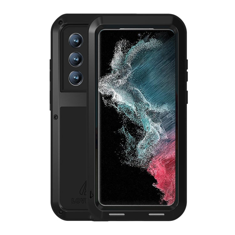 LOVE MEI Metal Shockproof Waterproof Dustproof Protective Phone Case, For Samsung Galaxy S22 Ultra 5G For Samsung Galaxy S22 Ultra 5G Black