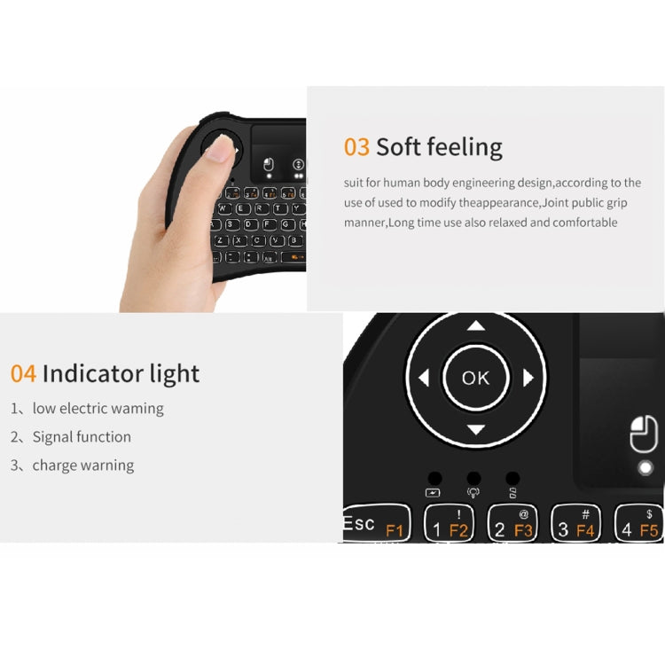 H9 2.4GHz Mini Wireless Air Mouse QWERTY Keyboard with White Backlight & Touchpad for PC, TV, with White Backlight – Durable Build, Easy to Use