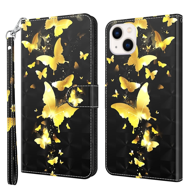 Phone Case – Leather (iPhone 14) #7 For iPhone 14 Gold Butterflies