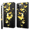 Phone Case – Leather (iPhone 14 Pro) For iPhone 14 Pro Gold Butterflies