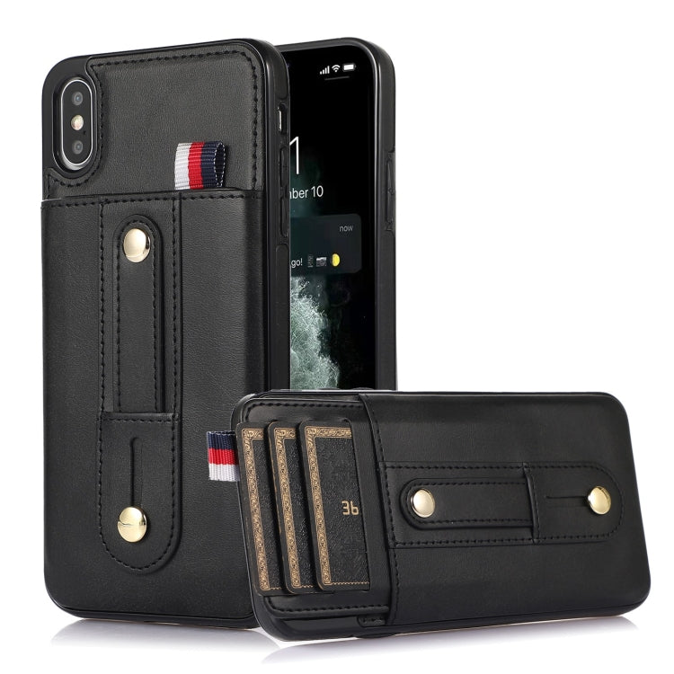 Wristband Kickstand Wallet Leather Phone Case, For iPhone XS Max, For iPhone SE 2022 / 2020 / 8 / 7, For iPhone 7 Plus / 8 Plus For iPhone XS Max Black