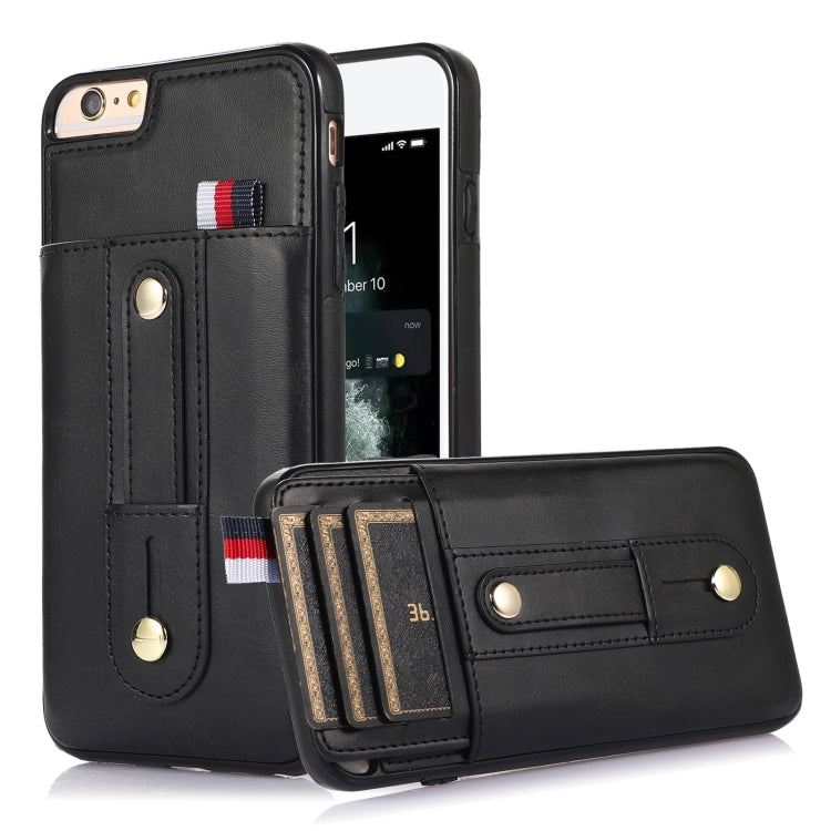 Wristband Kickstand Wallet Leather Phone Case – Kickstand, Leather, For iPhone XS Max, For iPhone SE 2022 / 2020 / 8 / 7, For iPhone 7 Plus / 8 Plus For iPhone SE 2022 2020 8 7 Black