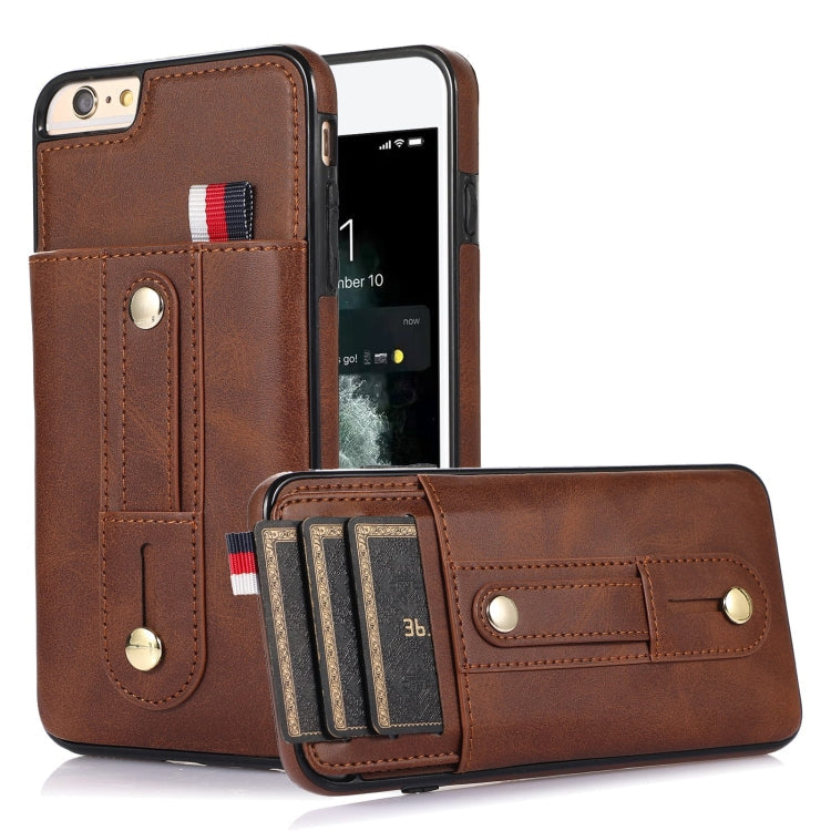 Wristband Kickstand Wallet Leather Phone Case – Kickstand, Leather, For iPhone XS Max, For iPhone SE 2022 / 2020 / 8 / 7, For iPhone 7 Plus / 8 Plus For iPhone SE 2022 2020 8 7 Brown