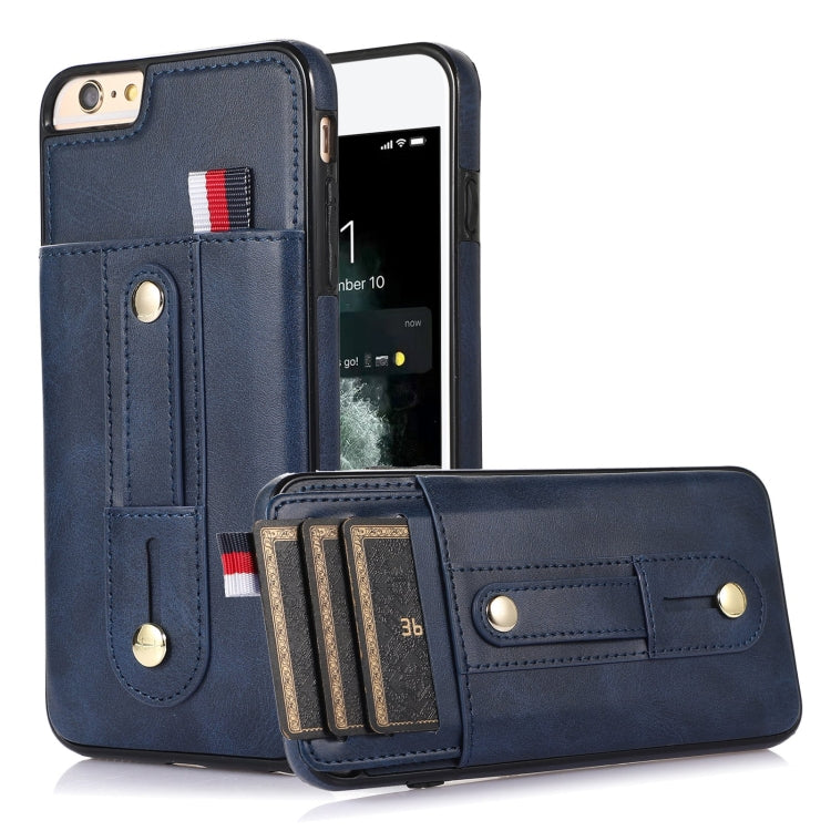 Wristband Kickstand Wallet Leather Phone Case – Kickstand, Leather, For iPhone XS Max, For iPhone SE 2022 / 2020 / 8 / 7, For iPhone 7 Plus / 8 Plus For iPhone SE 2022 2020 8 7 Blue