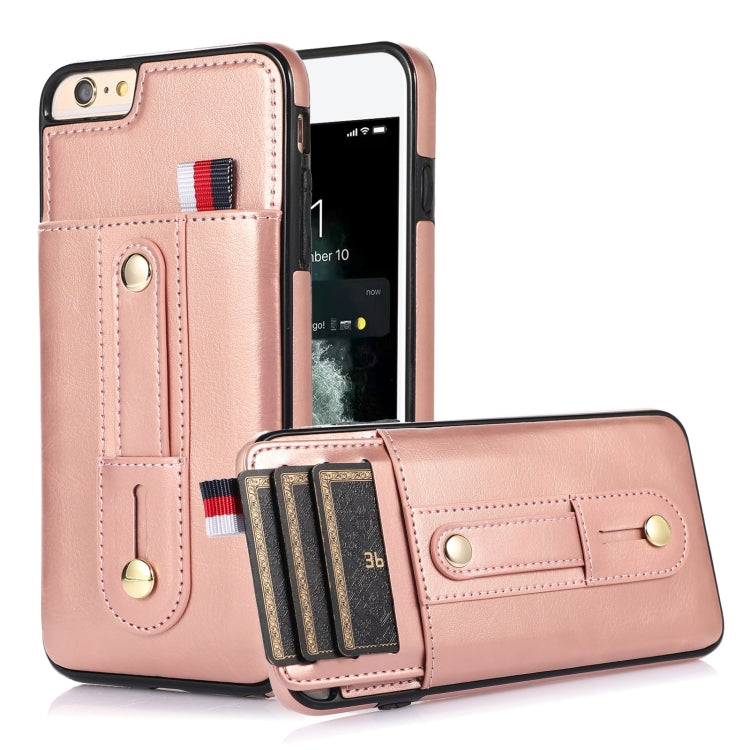 Wristband Kickstand Wallet Leather Phone Case – Kickstand, Leather, For iPhone XS Max, For iPhone SE 2022 / 2020 / 8 / 7, For iPhone 7 Plus / 8 Plus For iPhone SE 2022 2020 8 7 Rose Gold