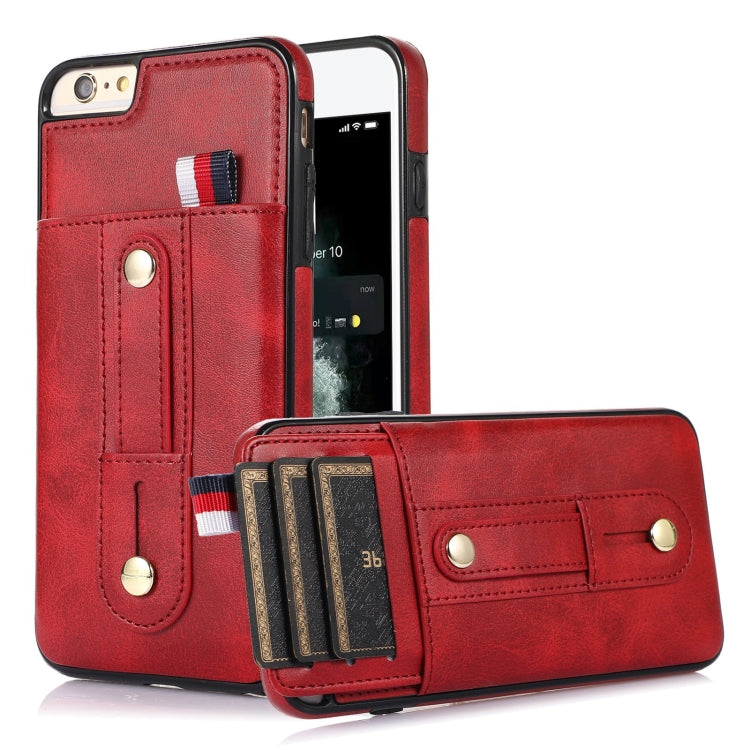 Wristband Kickstand Wallet Leather Phone Case – Kickstand, Leather, For iPhone XS Max, For iPhone SE 2022 / 2020 / 8 / 7, For iPhone 7 Plus / 8 Plus For iPhone SE 2022 2020 8 7 Red