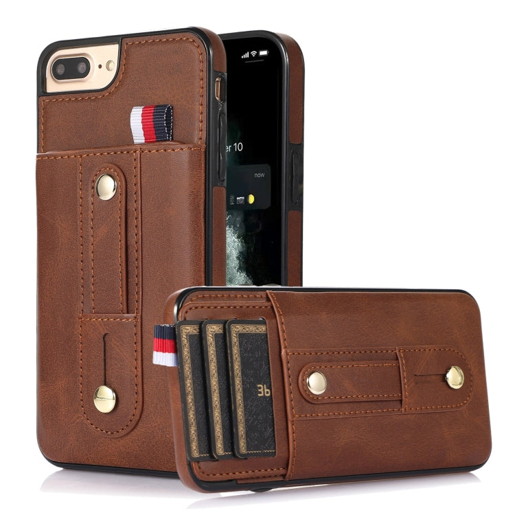 Wristband Kickstand Wallet Leather Phone Case – Kickstand, Leather, For iPhone XS Max, For iPhone SE 2022 / 2020 / 8 / 7, For iPhone 7 Plus / 8 Plus For iPhone 7 Plus 8 Plus Brown